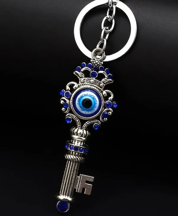 Pack_Of_2_Blue_&_Silver_Combo_And_Silver_Evil_Eye_With_Key_Shape_Keychain_For_Bike/Car_Gifting_With_Key_Ring_AntiRust