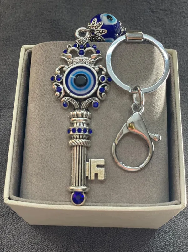 Pack_Of_2_Blue_&_Silver_Combo_And_Silver_Evil_Eye_With_Key_Shape_Keychain_For_Bike/Car_Gifting_With_Key_Ring_AntiRust
