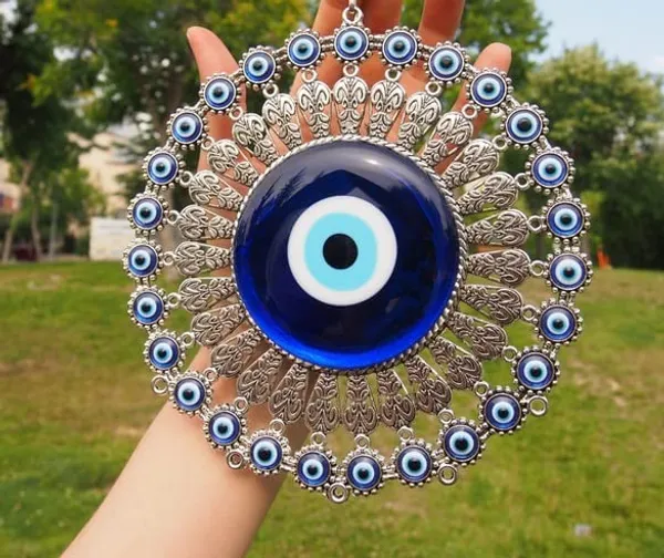 BLUE_BEADS_Metal_Evil_Eye_Hanging/Door_Hanging_Prevent_Bad_Energy_Bring_Wealth_Fortune_Coloured_Glaze_Alloy_Evil_Eye_Hanging_Ornament,Evil_Eye_Decor,Evil_Eye_Car_Ornament_(Sun_Design)