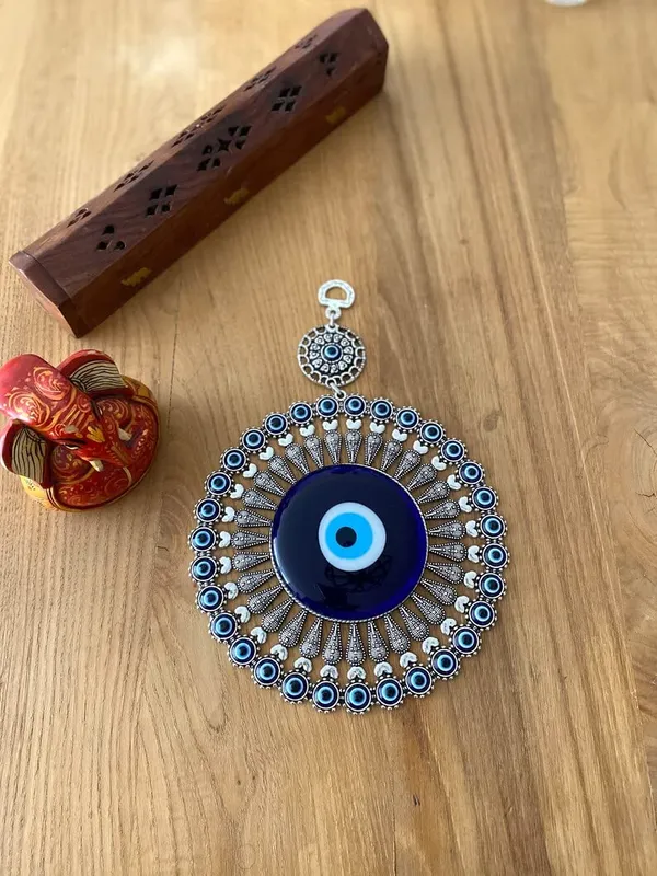 BLUE_BEADS_Metal_Evil_Eye_Hanging/Door_Hanging_Prevent_Bad_Energy_Bring_Wealth_Fortune_Coloured_Glaze_Alloy_Evil_Eye_Hanging_Ornament,Evil_Eye_Decor,Evil_Eye_Car_Ornament_(Sun_Design)