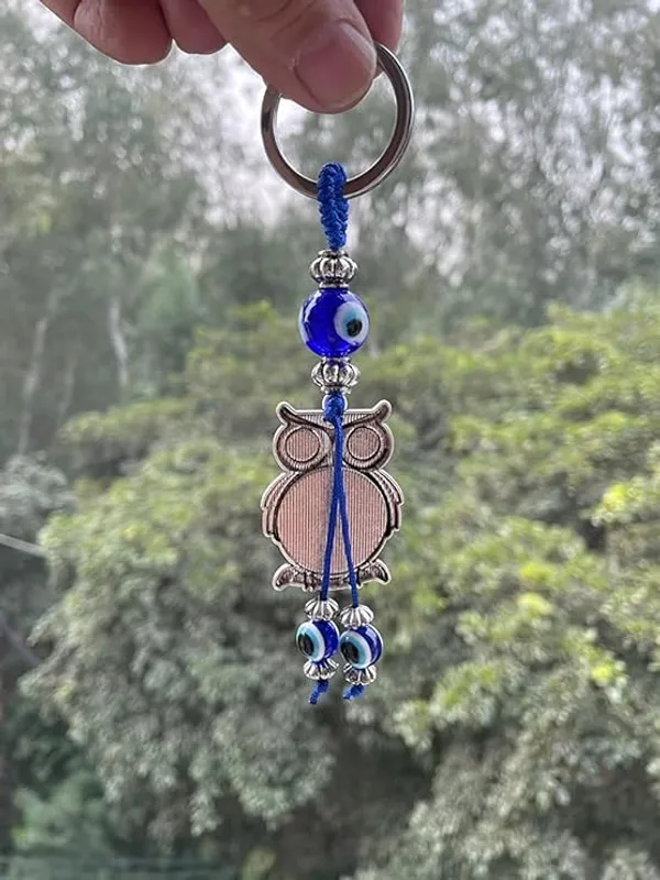 Pack_Of_2_Blue_&_Silver_Evil_Eye_With_Lucky_Owl_Keychain_For_Bike/Car_Gifting_With_Key_Ring_AntiRust