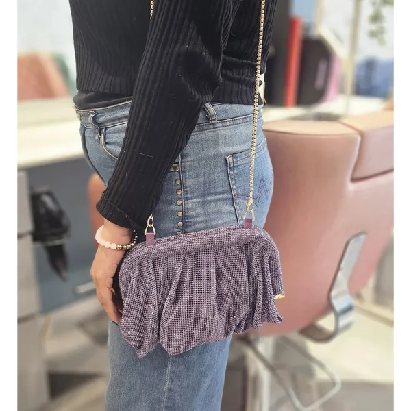 BLUE_BEADS_Full_Shinny_Rhinestone_Crystal_Evening_Clutch_Bag_Sparkling_Glitter_with_Chain_Sling_Bag_for_Special_Occasions_Like_Wedding_Party_Prom_Evening_Night_Party_For_Women_Girls_(PURPLE)