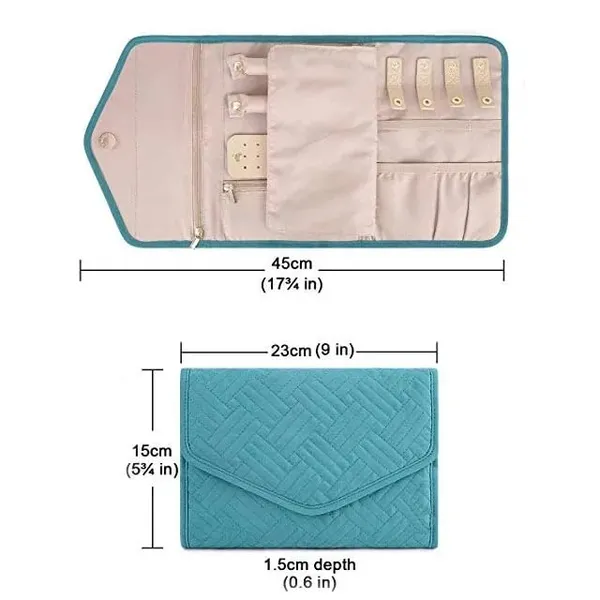 BLUE_BEADS_Big_Size_Foldable_Jewellery_Roll_Carrying_Portable_Jewellery_Organiser_for_Necklace,_Earrings,_Rings_etc_.Hanging_Jewellery_Storage_Bag_with_Zipper_Closure,_For_Women_Girls_(Turqoise)