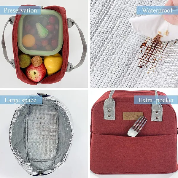 BLUE_BEADS_Thermal_Insulated_Travel_Lunch_Bags_Small_for_Women_Work,_Student_Kids_to_School_Leak-Proof_Hot_Cold_Lunch_Bag_Reusable_Tote_Bag_with_Aluminium_Inner_Foil_(1_Pcs)_Grey