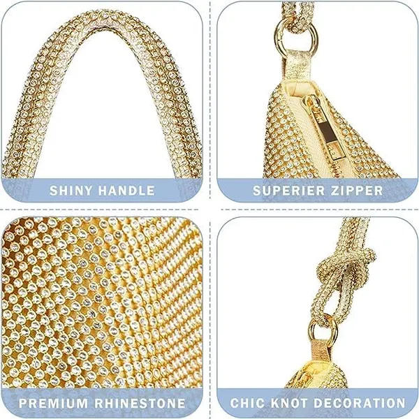 BLUE_BEADS_Small_Crystal_and_Metal_Elegant_Rhinestone_Clutch_Evening_Purse_Night_Party_Clutch_for_Wedding_Cocktail_Party_and_Special_Occasions_(Gold)