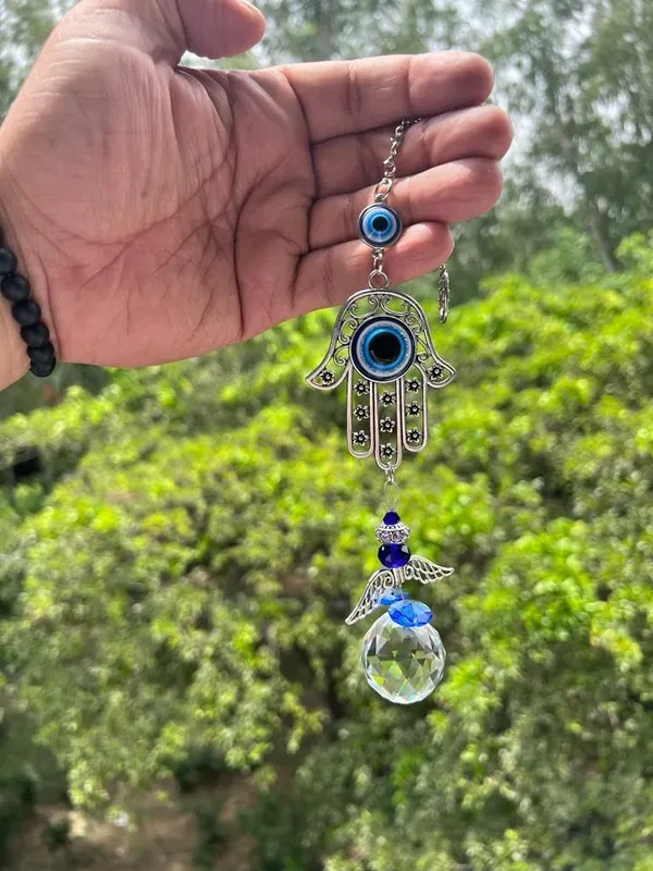 _3_PCS_Home_Decor_Evil_Eye_Hamsa_Hanging_Wall_Hanging_Car_Hanging_Suncatcher_with_Crystals_Balls_Prism_Rainbow_Maker_for_Home,_Office,_Garden_Decoration,_Window_Decorations
