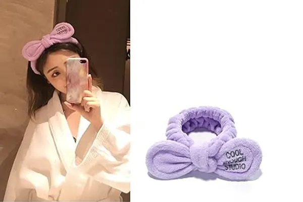BLUE_BEADS_2_Pack_Bow_Hair_Band_Women_Facial_Makeup_Head_Band_Soft_Coral_Fleece_Head_Wraps_For_Shower_Washing_Face