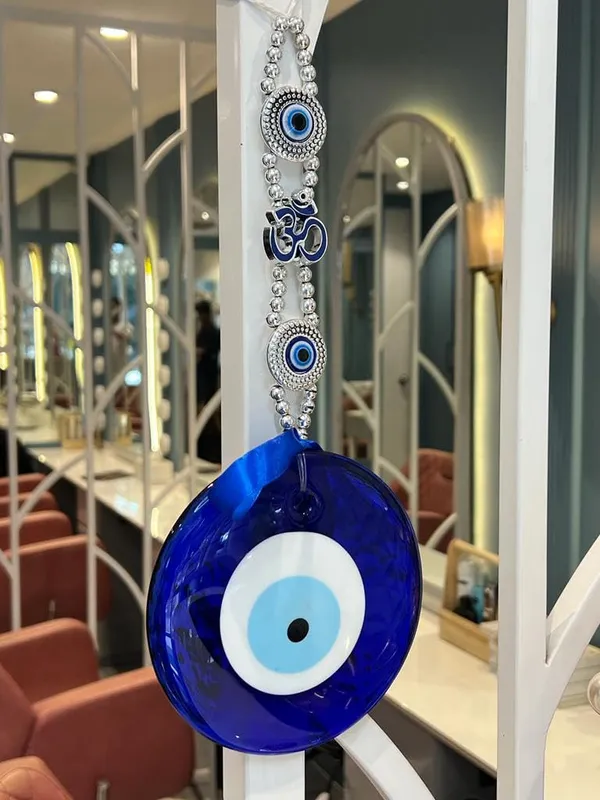 _Evil_Eye_Wall_Hanging_Feng_Shui_Vastu_Blue_Big_Glass_for_Diwali_Gifts_for_Door_Hanging_Nazar_Suraksha_Protection_Good_Luck_Home/Office_(X_Large),_Turkish_Amulet_Decoration_Home_(Silver_Om)