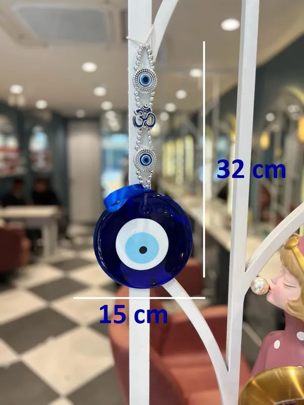 _Evil_Eye_Wall_Hanging_Feng_Shui_Vastu_Blue_Big_Glass_for_Diwali_Gifts_for_Door_Hanging_Nazar_Suraksha_Protection_Good_Luck_Home/Office_(X_Large),_Turkish_Amulet_Decoration_Home_(Silver_Om)