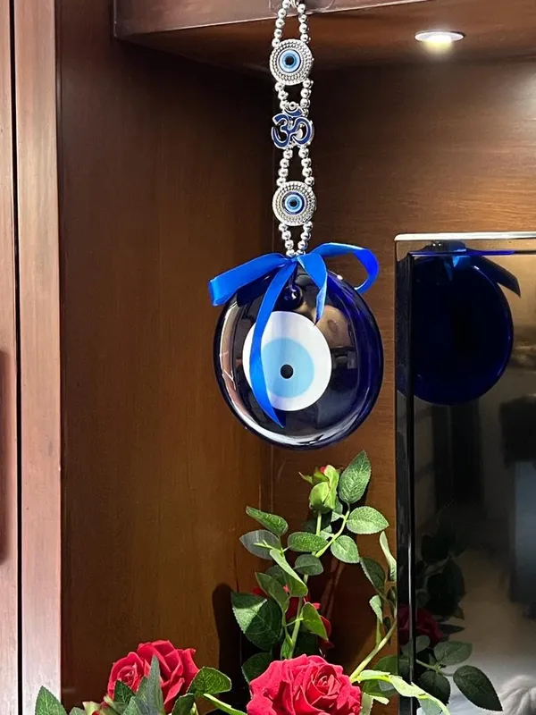 _Evil_Eye_Wall_Hanging_Feng_Shui_Vastu_Blue_Big_Glass_for_Diwali_Gifts_for_Door_Hanging_Nazar_Suraksha_Protection_Good_Luck_Home/Office_(X_Large),_Turkish_Amulet_Decoration_Home_(Silver_Om)