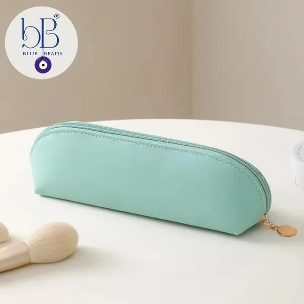BLUE_BEADS_2pcs_Women_PU_Leather_Cosmetic_Bag_with_Makeup_Brush_Bag_Multifunction_Toiletries_Organizer_Portable_Travel_Waterproof_Makeup_Pouch_Toiletry_Bag_for_Women_and_Girls_(LIGHT_GREEN)