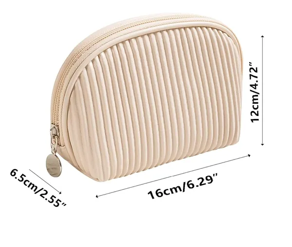 BLUE_BEADS_Small_Quilted_Design_Cute_Makeup_Bag,_Mini_Cosmetic_Pouch,_Beauty_Bag,_Handy_Zipper_Pouch,_Portable_Travel_Bag,_Women_Girl_(Beige)_15x6.5x12_cm