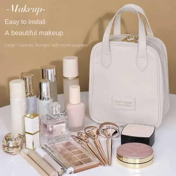 BLUE_BEADS_Waterproof_Makeup_Bag,_Large_Capacity_Travel_Cosmetic_Bag_Washable,_Portable_Makeup_Organizer_Bag_For_Women_Girls_(Beige),_8_Cm