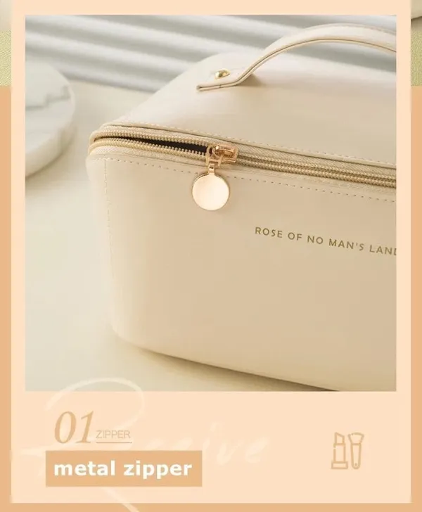 BLUE_BEADS_2pcs_Women_PU_Leather_Cosmetic_Bag_with_Makeup_Brush_Bag_Multifunction_Toiletries_Organizer_Portable_Travel_Waterproof_Makeup_Pouch_Toiletry_Bag_for_Women_and_Girls_(Beige)