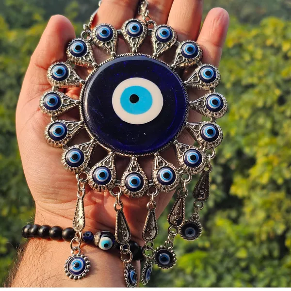 BLUE_BEADS_Evil_Eye_Lucky_Pendant_Design_Prevent_Bad_Energy_Bring_Wealth_Fortune_Coloured_Glaze_Alloy_Evil_Eye_Hanging_Ornament,Evil_Eye_Decor,Evil_Eye_Car_Ornament_(Sun_with_Charm_Design)