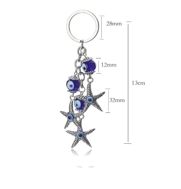 Blue_&_Silver_Three_Star_Fish_Evil_Eye_Keychain_Keyring_For_Car/Bike_Home_And_Office_Keychain_Keyring_For_Men_And_Women