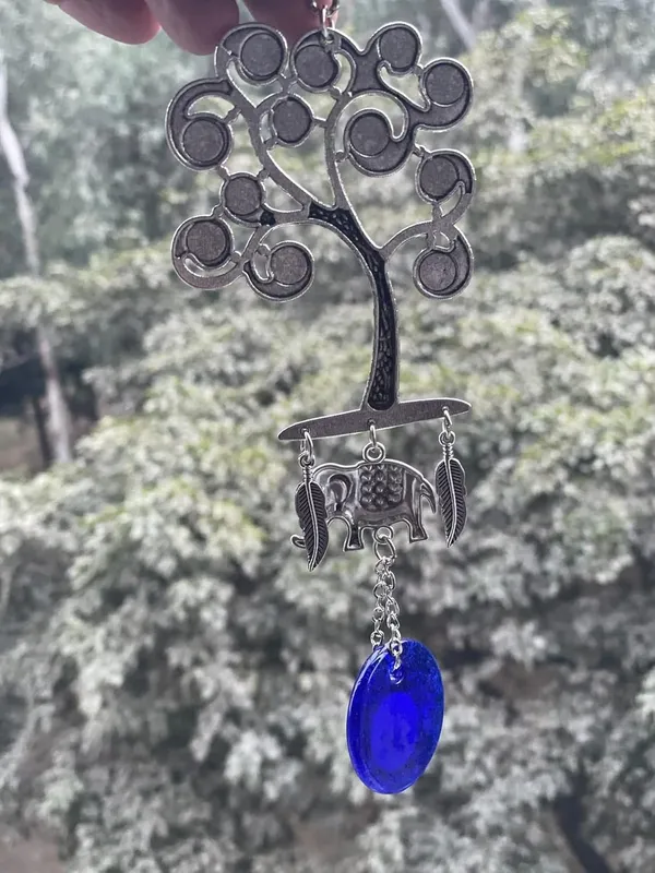 _Home_Decor_Silver_Evil_Eye_Wall_Hanging_Tree_with_Elephant_for_Diwali_Gift_Pendant_Decoration,_Door_and_Car_Hanging_Ornament_Amulet_for_Car,_Home_and_Office_for_Protection_and_Blessing