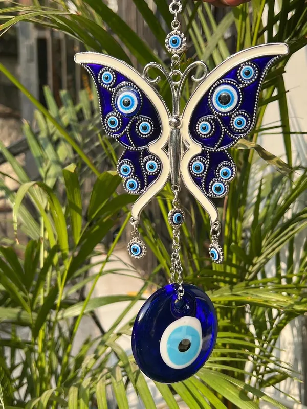 Blue_&_Silver_Metal_Butterfly_With_Evil_Eye_Pendant_Decoration,_Wall/Door_Hanging_Ornament_Amulet_For_Car