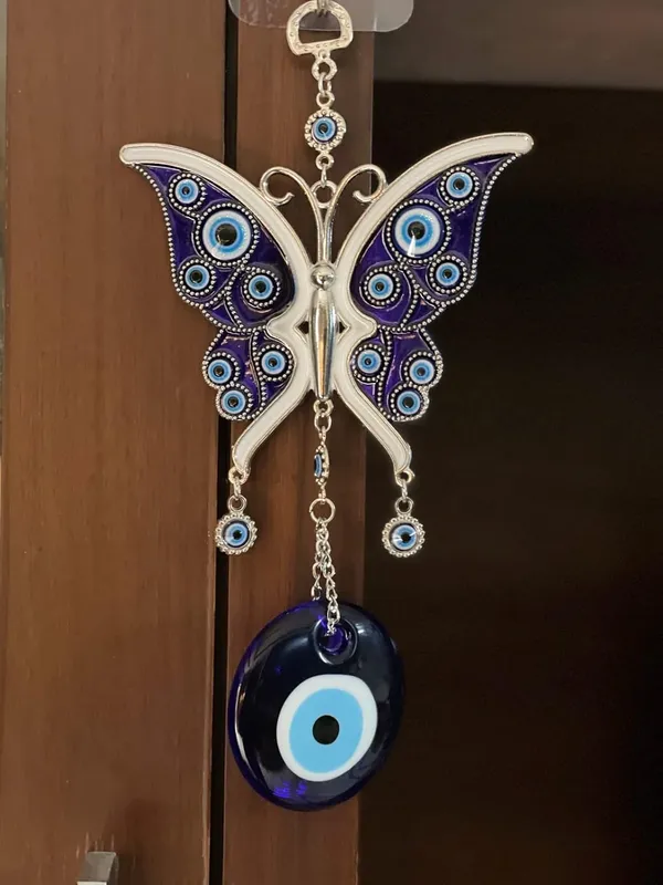 Blue_&_Silver_Metal_Butterfly_With_Evil_Eye_Pendant_Decoration,_Wall/Door_Hanging_Ornament_Amulet_For_Car