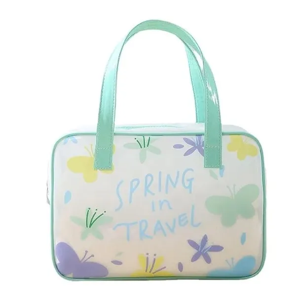 BLUE_BEADS_Turquoise_Color_Butterfly_Pattern_Transparent_Cosmetic_Bag_Multifunction_Toiletries_Organizer_Portable_Travel_Waterproof_Toiletry_Bag_for_Men_and_Women_(Size_4)