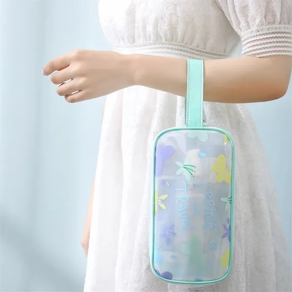 BLUE_BEADS_Turquoise_Color_Butterfly_Pattern_Transparent_Cosmetic_Bag_Multifunction_Toiletries_Organizer_Portable_Travel_Waterproof_Toiletry_Bag_for_Men_and_Women_(Size_1)
