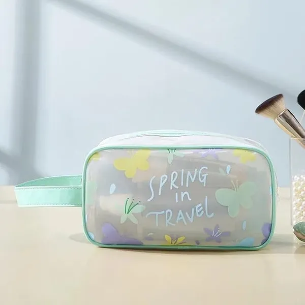 BLUE_BEADS_Turquoise_Color_Butterfly_Pattern_Transparent_Cosmetic_Bag_Multifunction_Toiletries_Organizer_Portable_Travel_Waterproof_Toiletry_Bag_for_Men_and_Women_(Size_1)