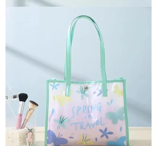 BLUE_BEADS_Turquoise_Color_Butterfly_Pattern_Transparent_Cosmetic_Bag_Multifunction_Toiletries_Organizer_Portable_Travel_Waterproof_Toiletry_Bag_for_Men_and_Women_(Size_3)