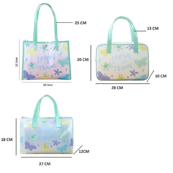 BLUE_BEADS_Turquoise_Color_Butterfly_Pattern_Transparent_Cosmetic_Bag_Multifunction_Toiletries_Organizer_Portable_Travel_Waterproof_Toiletry_Bag_for_Men_and_Women_(Size_1)
