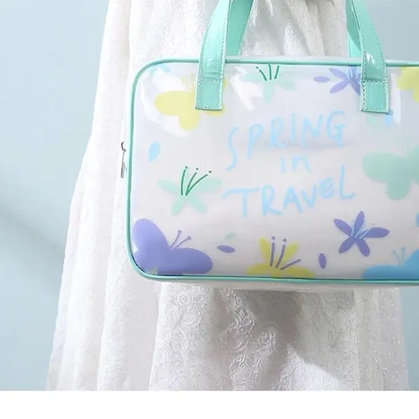 BLUE_BEADS_Turquoise_Color_Butterfly_Pattern_Transparent_Cosmetic_Bag_Multifunction_Toiletries_Organizer_Portable_Travel_Waterproof_Toiletry_Bag_for_Men_and_Women_(Size_1)