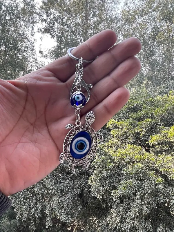 Pack_Of_2_Blue_&_Silver_Evil_Eye_Lucky_Turtle_Keychain_For_Bike/Car_Gifting_With_Key_Ring_AntiRust