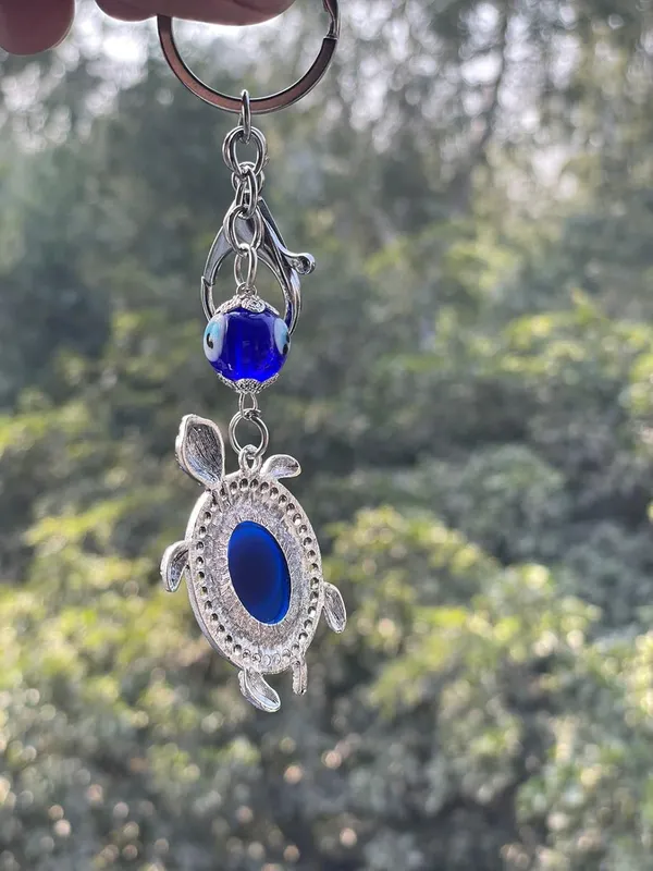 Pack_Of_2_Blue_&_Silver_Evil_Eye_Lucky_Turtle_Keychain_For_Bike/Car_Gifting_With_Key_Ring_AntiRust