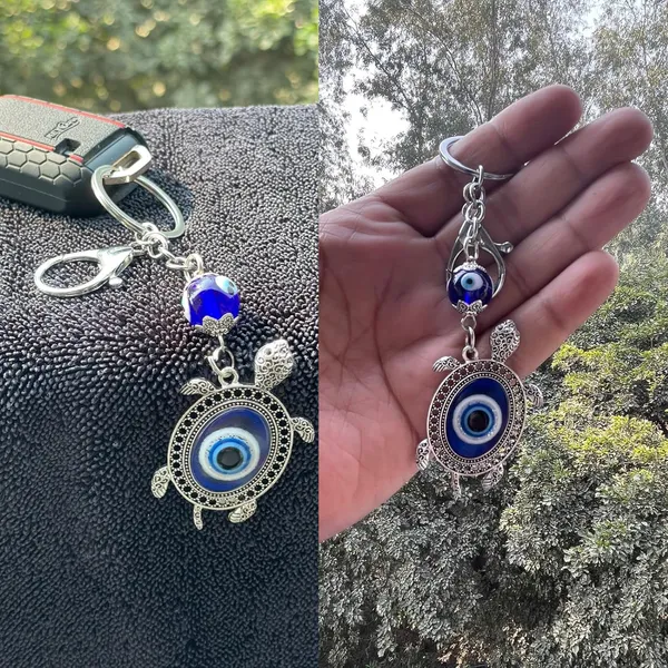 Pack_Of_2_Blue_&_Silver_Evil_Eye_Lucky_Turtle_Keychain_For_Bike/Car_Gifting_With_Key_Ring_AntiRust