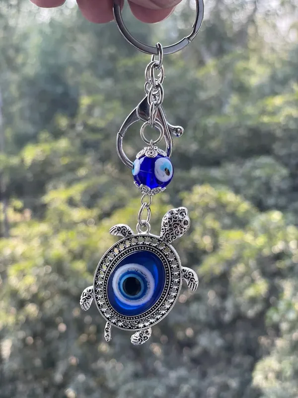 Pack_Of_2_Blue_&_Silver_Evil_Eye_Lucky_Turtle_Keychain_For_Bike/Car_Gifting_With_Key_Ring_AntiRust