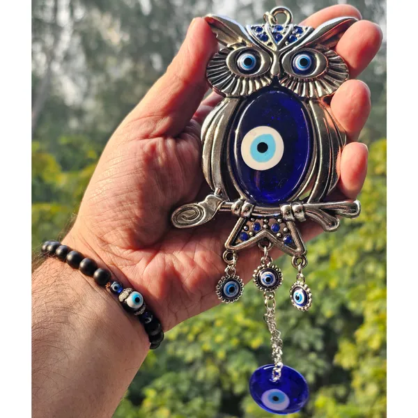 BLUE_BEADS_Evil_Eye_Lucky_Owl_Pendant_Design_Prevent_Bad_Energy_Bring_Wealth_Fortune_Coloured_Glaze_Alloy_Evil_Eye_Hanging_Ornament,Evil_Eye_Decor,Evil_Eye_Car_Ornament_(Owl_Design)