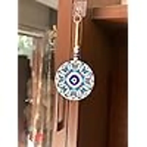 BLUE_BEADS_Home_Decor_Evil_Eye_Hanging_White_Butterfly_Print_with_Turkish_Feng_Shui_Vastu_Blue_Glass_Evil_Eye_Door_Hanging_Nazar_batu_Protection_Good_Luck_Gifting_Home/Office