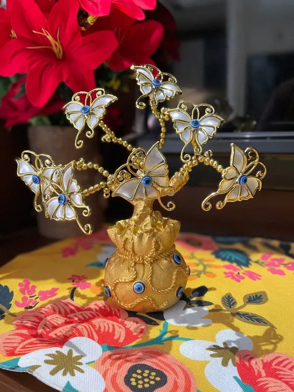 BLUE_BEADS_Home_&_Decor_Artificial_Tree_Turkish_Blue_Evil_Eyes_Money_Fortune_Tree_Protection_Good_Luck_Gift_Lucky_Tree_Amulet_Table_Centerpiece_Ornament_for_Home_Office_Decor_Protection_Gift_(Gold)