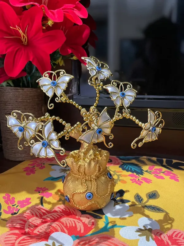 BLUE_BEADS_Home_&_Decor_Artificial_Tree_Turkish_Blue_Evil_Eyes_Money_Fortune_Tree_Protection_Good_Luck_Gift_Lucky_Tree_Amulet_Table_Centerpiece_Ornament_for_Home_Office_Decor_Protection_Gift_(Gold)