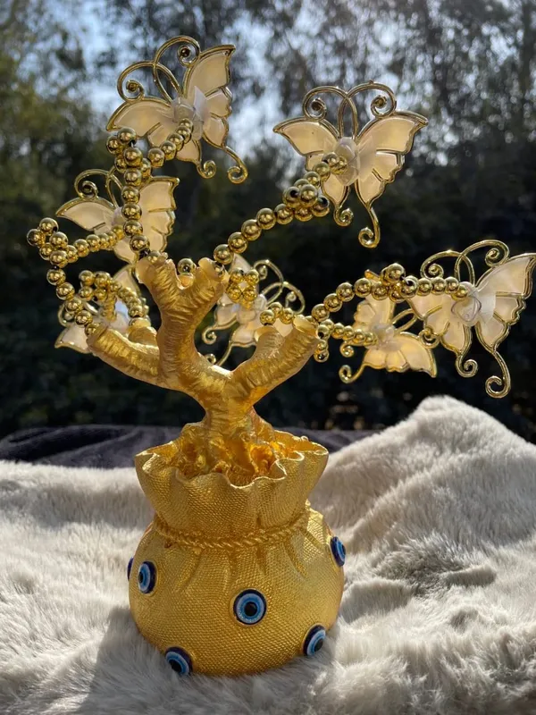 BLUE_BEADS_Home_&_Decor_Artificial_Tree_Turkish_Blue_Evil_Eyes_Money_Fortune_Tree_Protection_Good_Luck_Gift_Lucky_Tree_Amulet_Table_Centerpiece_Ornament_for_Home_Office_Decor_Protection_Gift_(Gold)