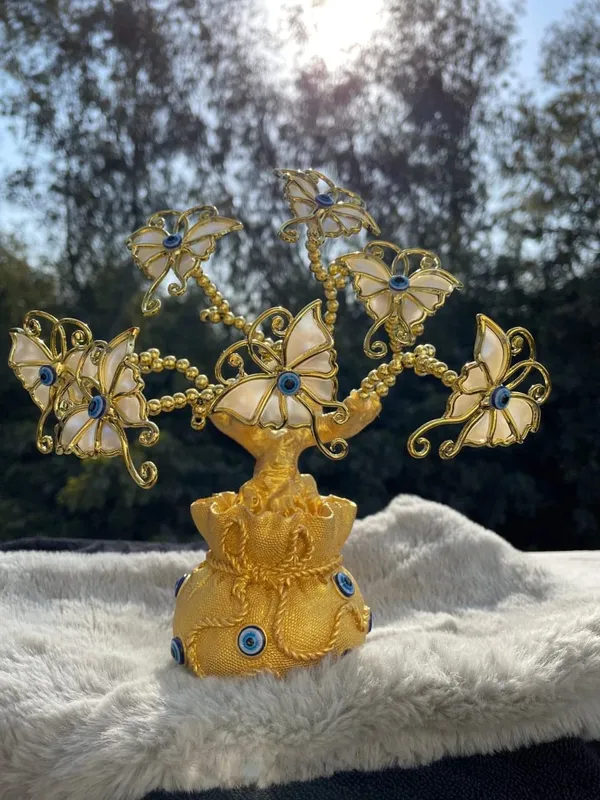 BLUE_BEADS_Home_&_Decor_Artificial_Tree_Turkish_Blue_Evil_Eyes_Money_Fortune_Tree_Protection_Good_Luck_Gift_Lucky_Tree_Amulet_Table_Centerpiece_Ornament_for_Home_Office_Decor_Protection_Gift_(Gold)