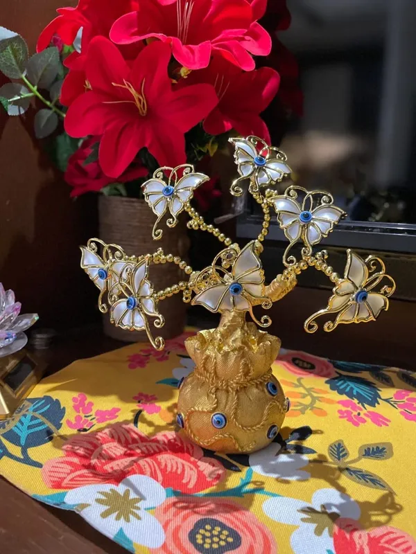 BLUE_BEADS_Home_&_Decor_Artificial_Tree_Turkish_Blue_Evil_Eyes_Money_Fortune_Tree_Protection_Good_Luck_Gift_Lucky_Tree_Amulet_Table_Centerpiece_Ornament_for_Home_Office_Decor_Protection_Gift_(Gold)