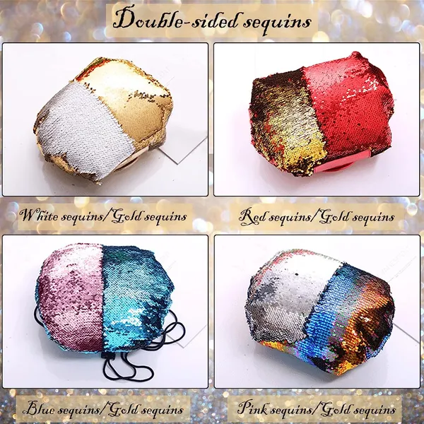 BLUE_BEADS_Blue_Mermaid_Sequin_Women_Drawstring_Cosmetic_Bag_Travel_Storage_Makeup_Bag_Organizer_and_Toiletry_Pouch_for_Women