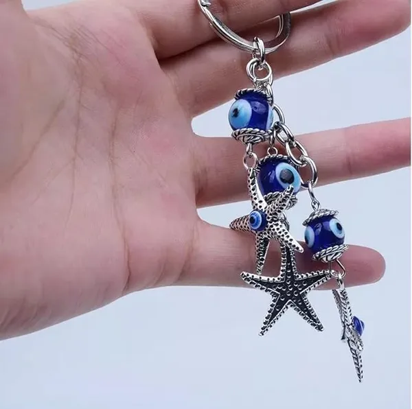 Pack_Of_2_Blue_&_Silver_Three_Star_Fish_Evil_Eye_Keychain_Keyring_For_Car/Bike_Home_And_Office_Keychain_Keyring_For_Men_And_Women