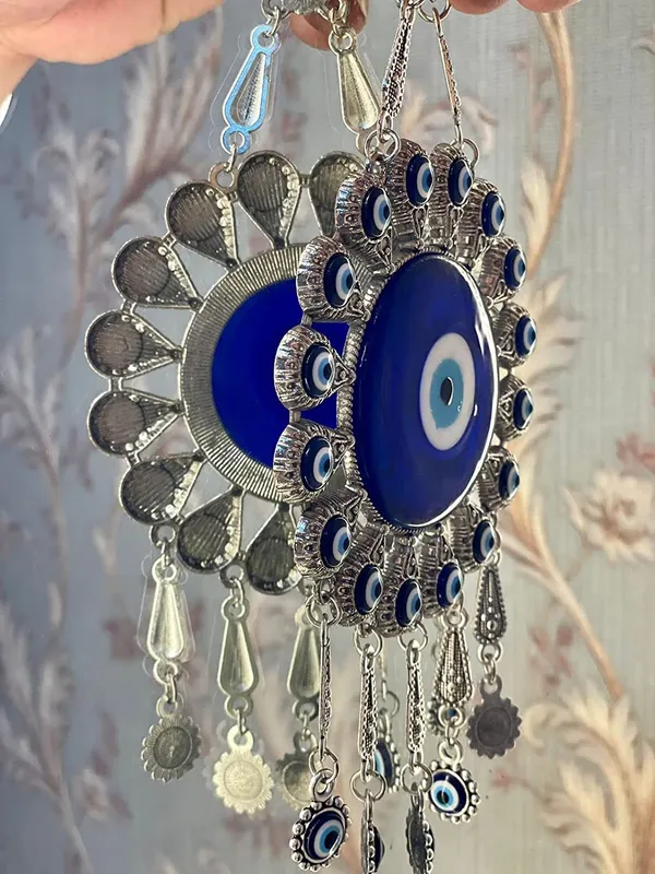 BLUE_BEADS_Evil_Eye_Lucky_Pendant_Design_Prevent_Bad_Energy_Bring_Wealth_Fortune_Coloured_Glaze_Alloy_Evil_Eye_Hanging_Ornament,Evil_Eye_Decor,Evil_Eye_Car_Ornament_(Sun_with_Charm_Design)