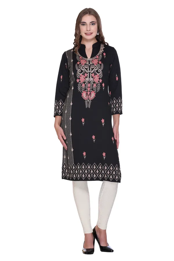 Rosary_Women_Printed_Straight_Kurta_(Black)