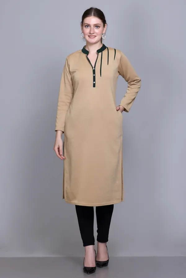 Rosary_Women_Solid_A-line_Kurta_(Brown)
