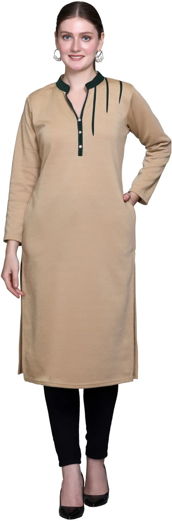 Rosary_Women_Solid_A-line_Kurta_(Brown)