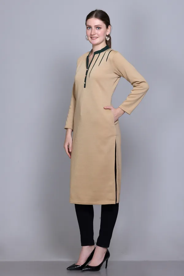 Rosary_Women_Solid_A-line_Kurta_(Brown)