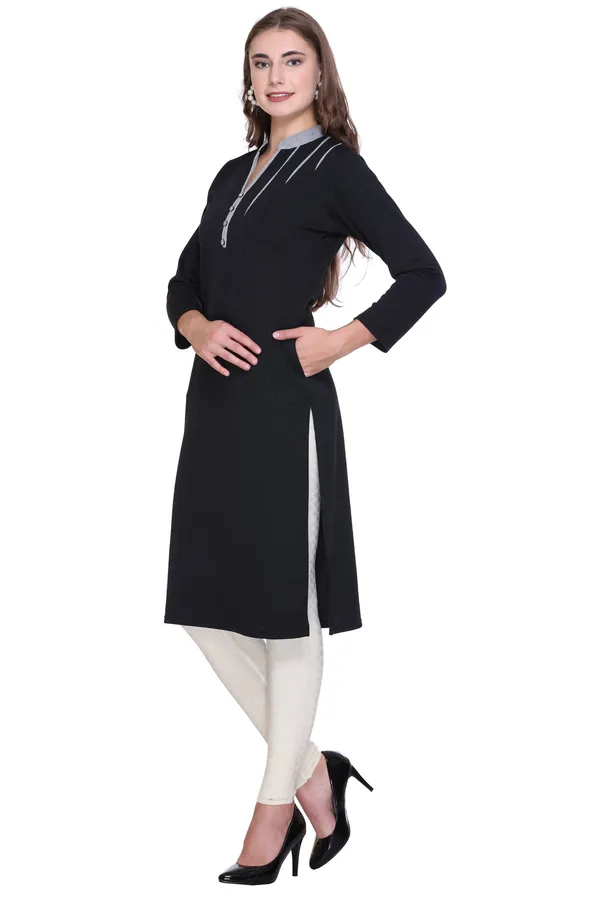 Rosary_Women_Solid_A-line_Kurta_(Black)