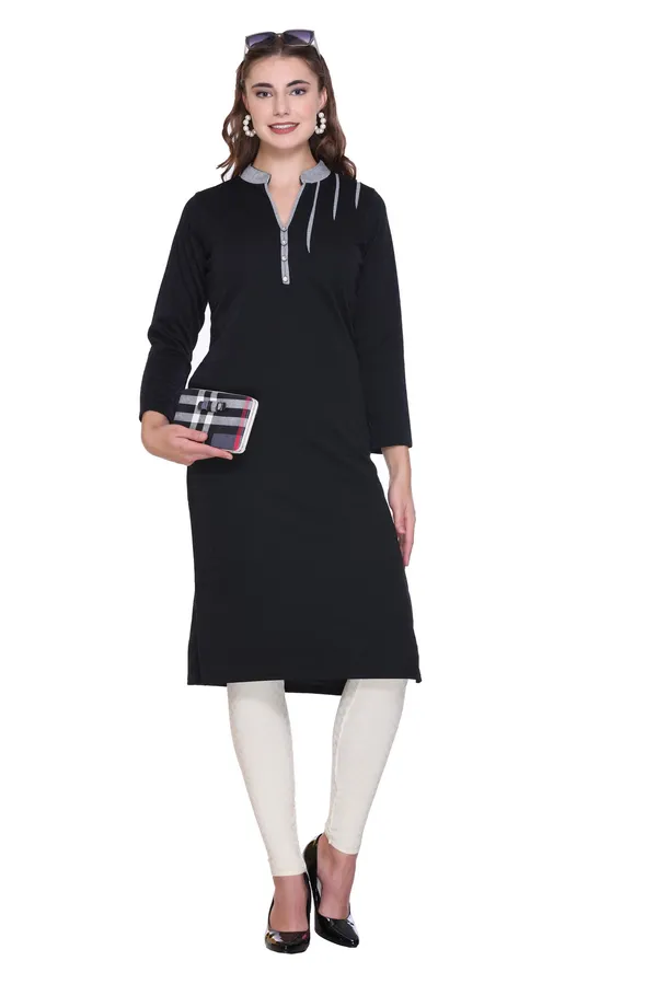 Rosary_Women_Solid_A-line_Kurta_(Black)