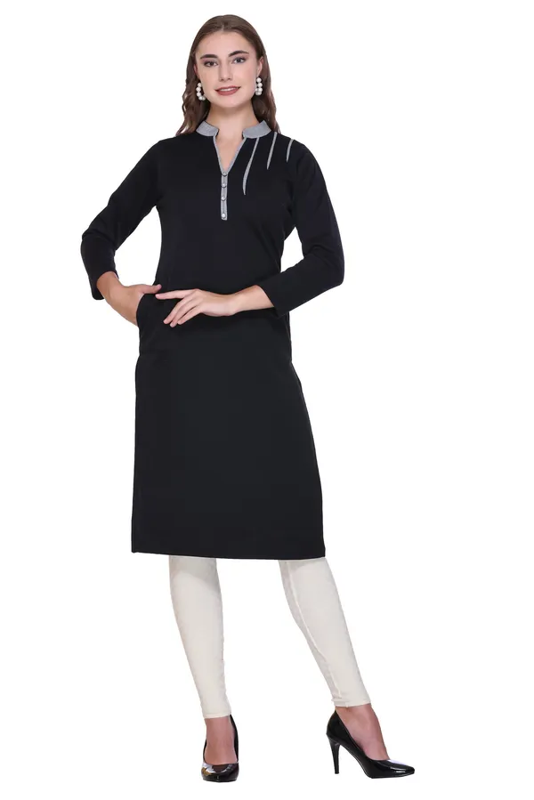 Rosary_Women_Solid_A-line_Kurta_(Black)